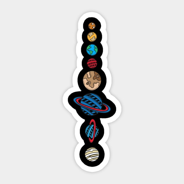 Our Solar System Black Space Funny Planets For Space Geeks Sticker by mangobanana